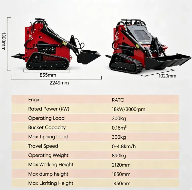 Гусеничный мини-погрузчик 890kg RATO HT380T.webp