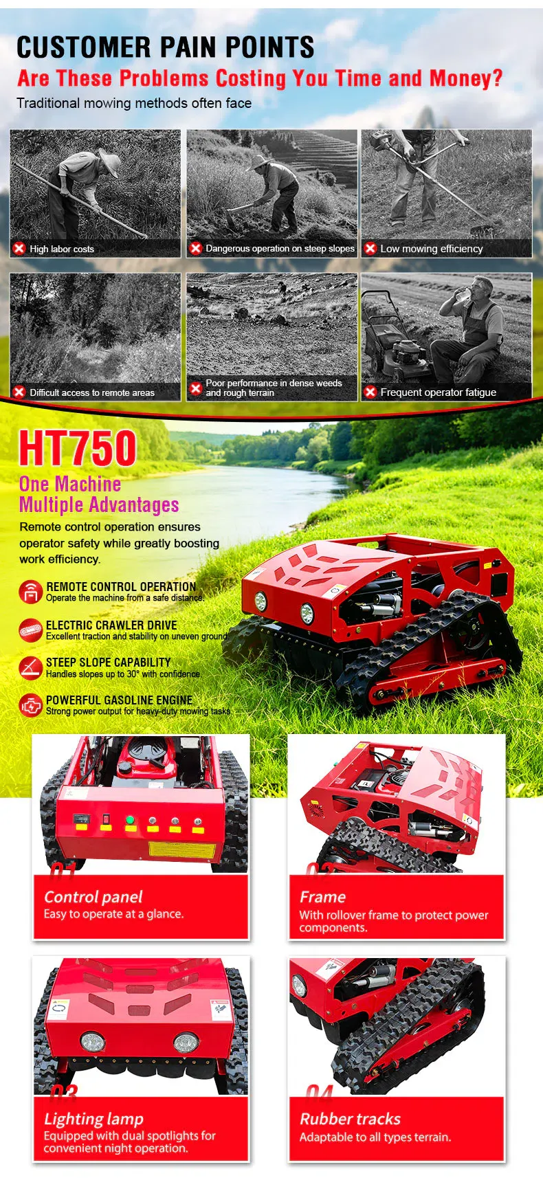 Роботизированная колесная газонокосилка 130kg HT750.webp