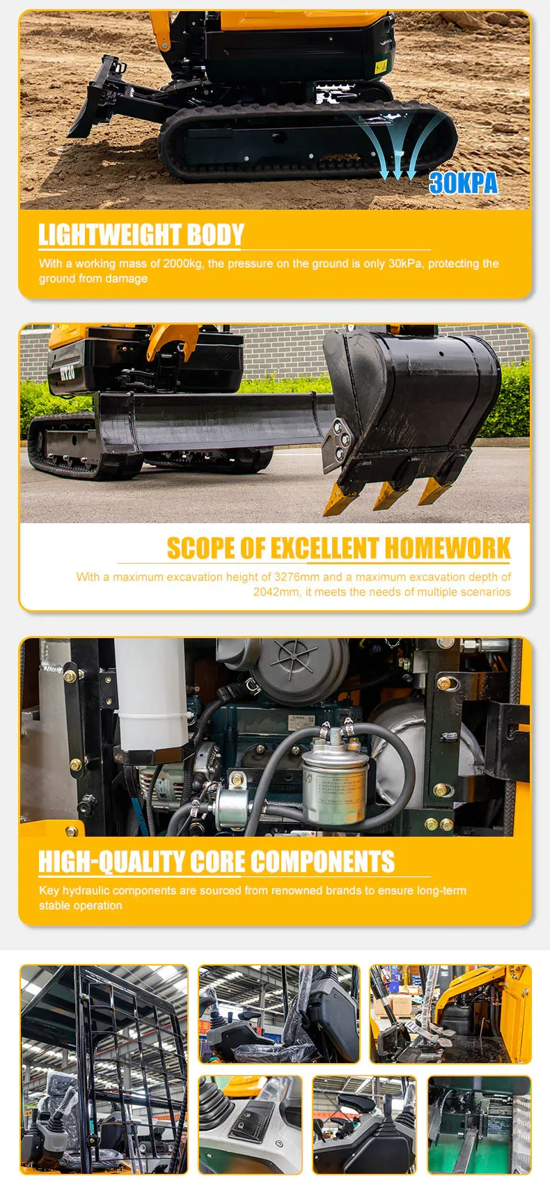 Мини-экскаватор 1.6 тонны Kubota двигатель HT20U.webp