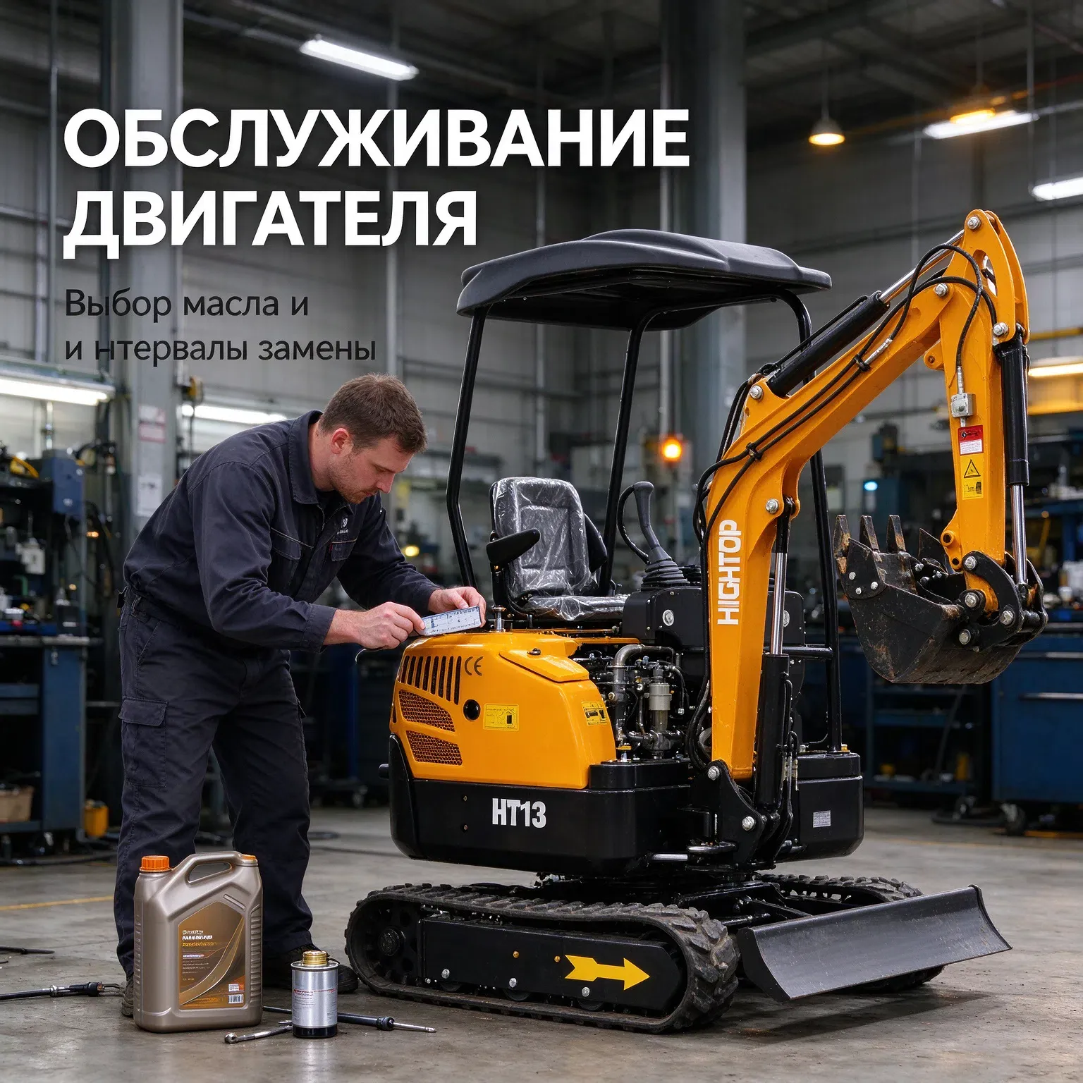 Обслуживание двигателя мини-экскаватора: какое масло выбрать и через сколько моточасов менять