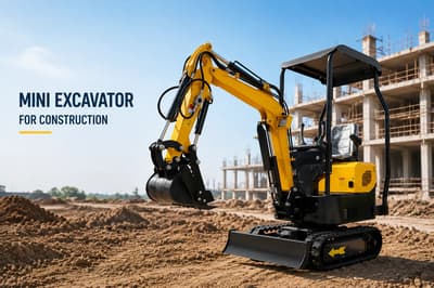 Compact mini excavator used for foundation work and construction projects