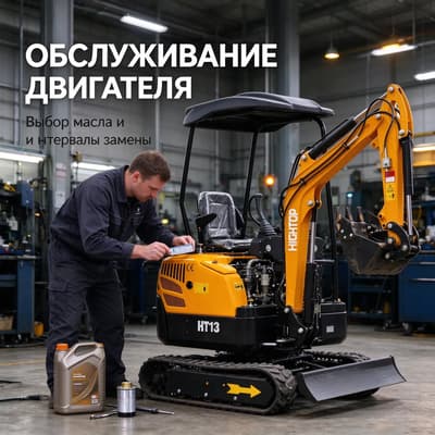 Обслуживание двигателя мини-экскаватора Hightop: выбор моторного масла и интервалы замены для дизельных и бензиновых моделей